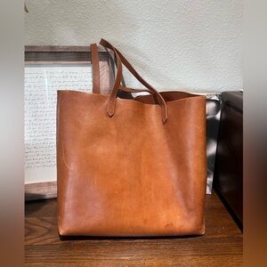 Madewell Transport Leather Tote Bag - Cognac Brown